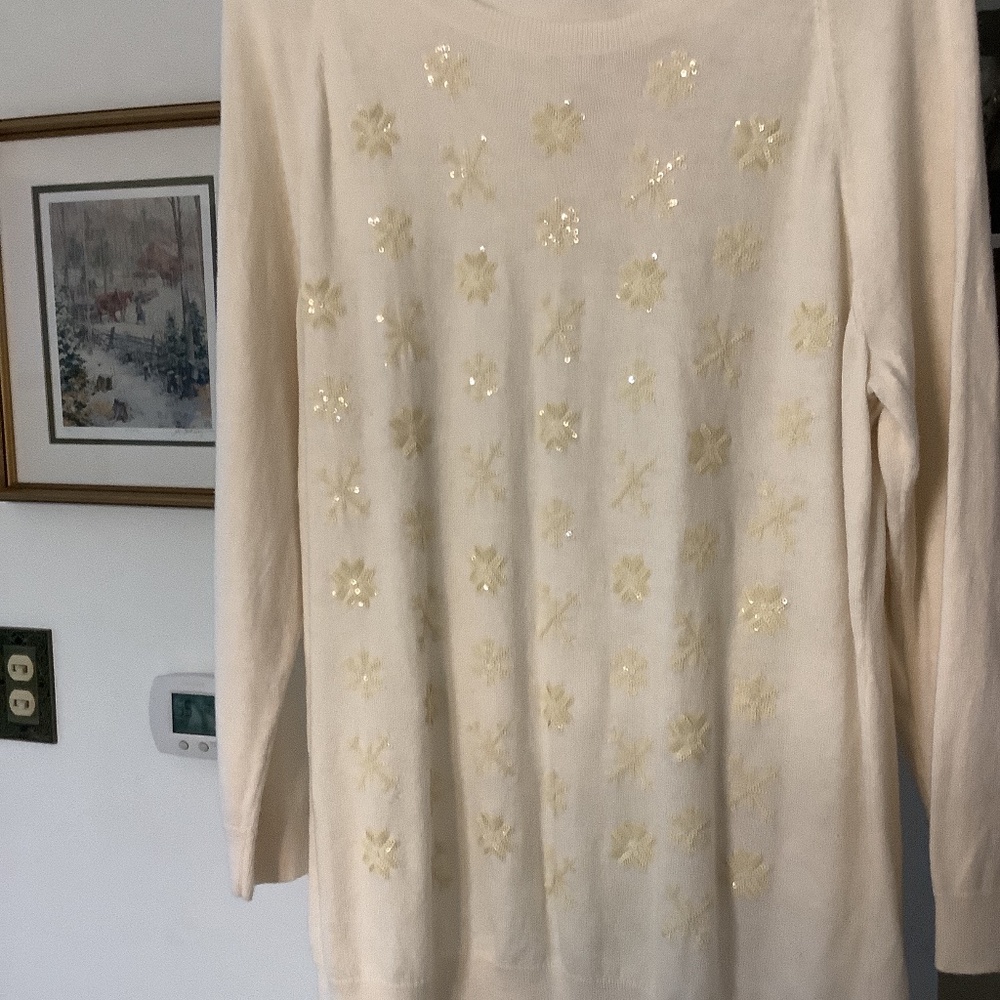 Talbots XL sequin Snowflake Sweater